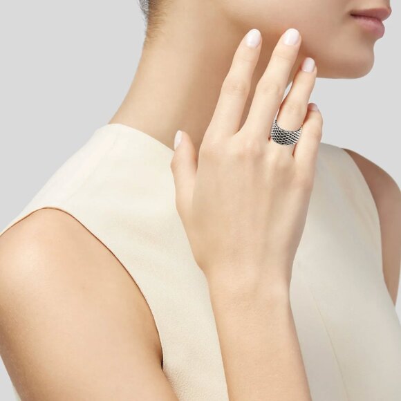 Tiffany & Co Somerset Mesh Ring Sterling Silver 925 – Size 7 Authentic - Picture 2 of 9